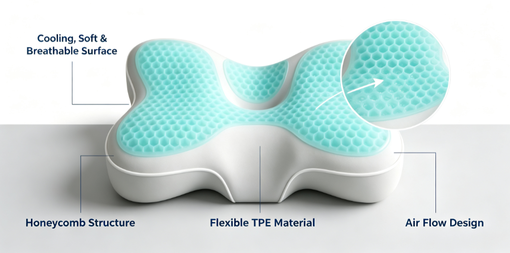 TPE Honeycomb Gel Memory Foam Pillow - Image 2